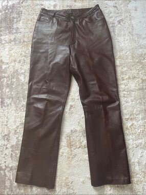 Vintage Vakko Wine Leather Trousers High Waist Lined
